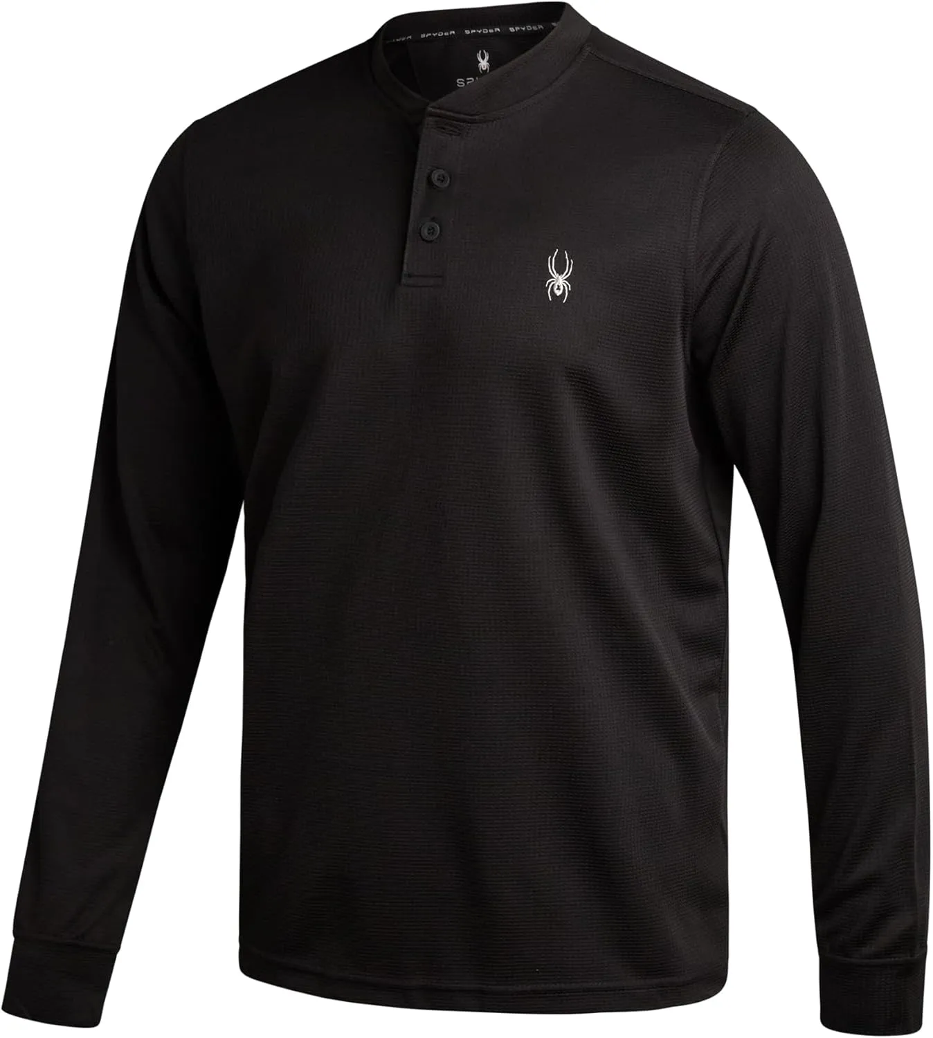 Spyder Mens Thermal Long Sleeve Shirt - Moisture Wicking Henley Shirts for Men with UP 30 Dri Fit Long Sleeve Shirts for Men