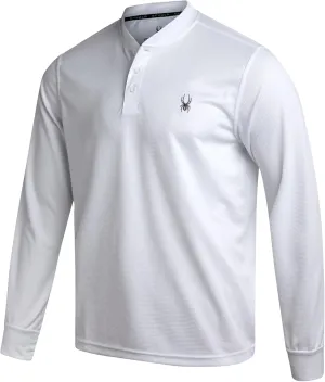 Spyder Mens Thermal Long Sleeve Shirt - Moisture Wicking Henley Shirts for Men with UP 30 Dri Fit Long Sleeve Shirts for Men