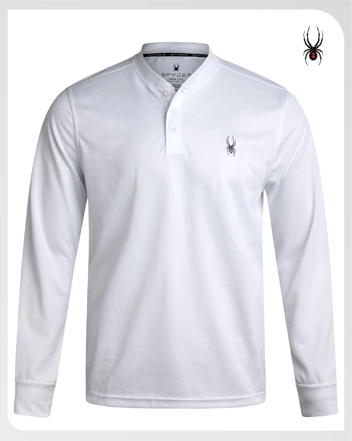 Spyder Mens Thermal Long Sleeve Shirt - Moisture Wicking Henley Shirts for Men with UP 30 Dri Fit Long Sleeve Shirts for Men
