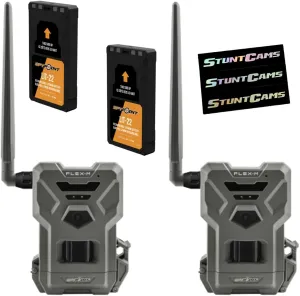 SPYPOINT Bundle Flex-M Twin Pack Cellular Trail Cameras | LIT-22 Twin Pack Rechargeable Lithium Battery Pack 7.4V