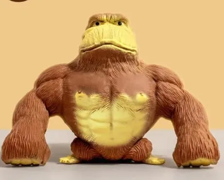 Squishy Monkey Toy, Brown Stretch Gorilla Fidget Toy, Stretch Monkey Stress Relief Sensory Squeeze Animal, Ideal Gift for Kids Adults Party Favors Christmas Socks Stuffers Party Favors (Yellow)