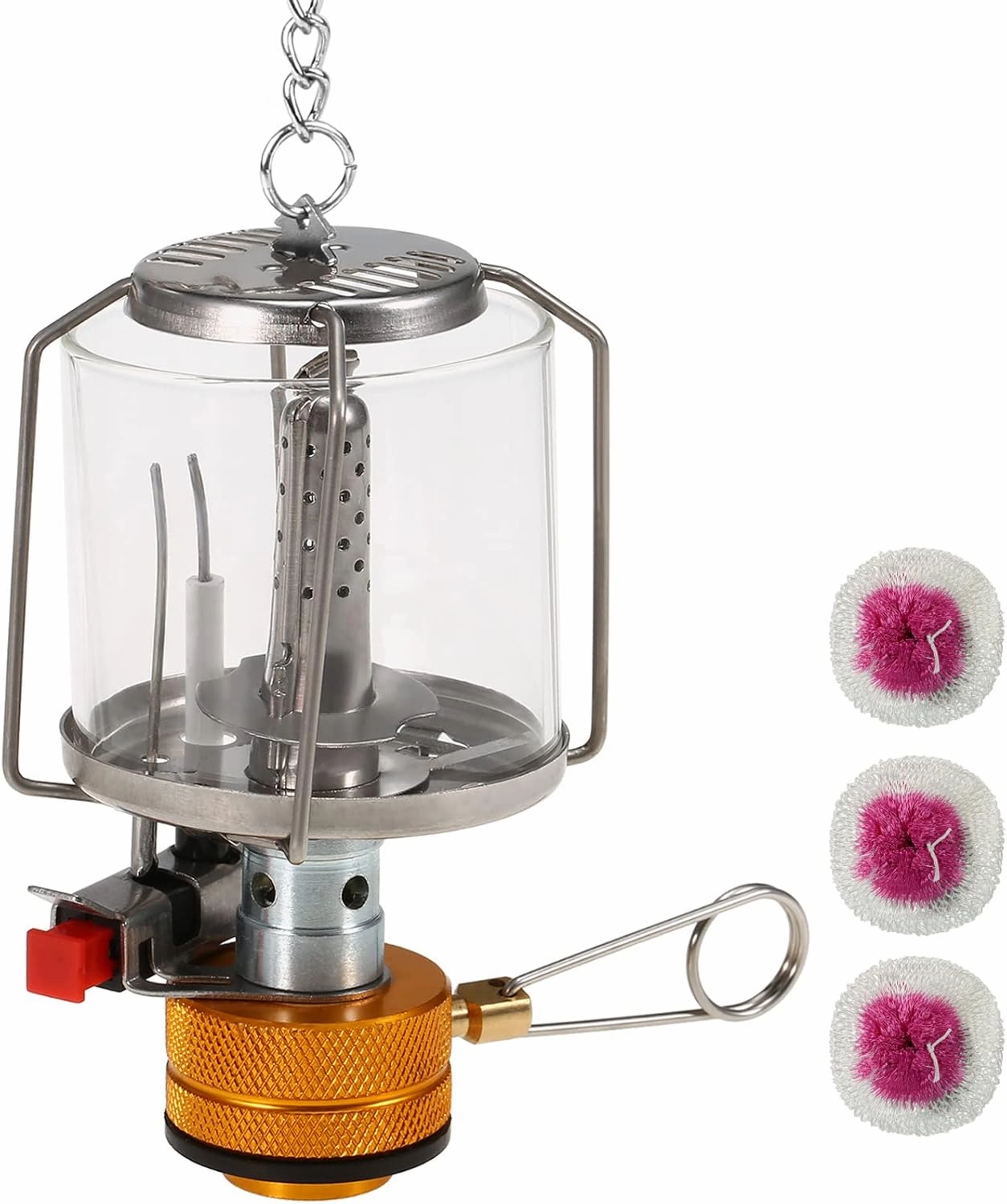 Steam lamp,YIWENG Outdoor Portable Camping Gas Lantern Piezo Ignition Mini Gas Tent Lamp Light with 3 Mantles