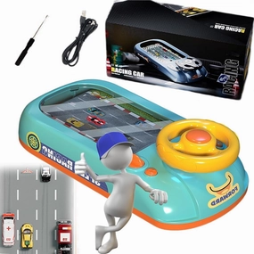 Steer Joy Driving Simulator for Kids,Driving Simulator for Kids with Music and Lights,Racing Car Steering Wheel Toy,let Children Experience The Fun of Racing Car Driving. (car - Green)