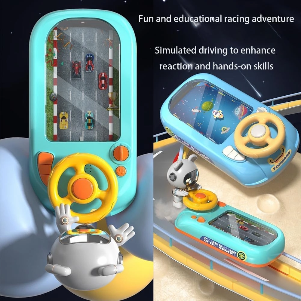 Steer Joy Driving Simulator for Kids,Driving Simulator for Kids with Music and Lights,Racing Car Steering Wheel Toy,let Children Experience The Fun of Racing Car Driving. (car - Green)