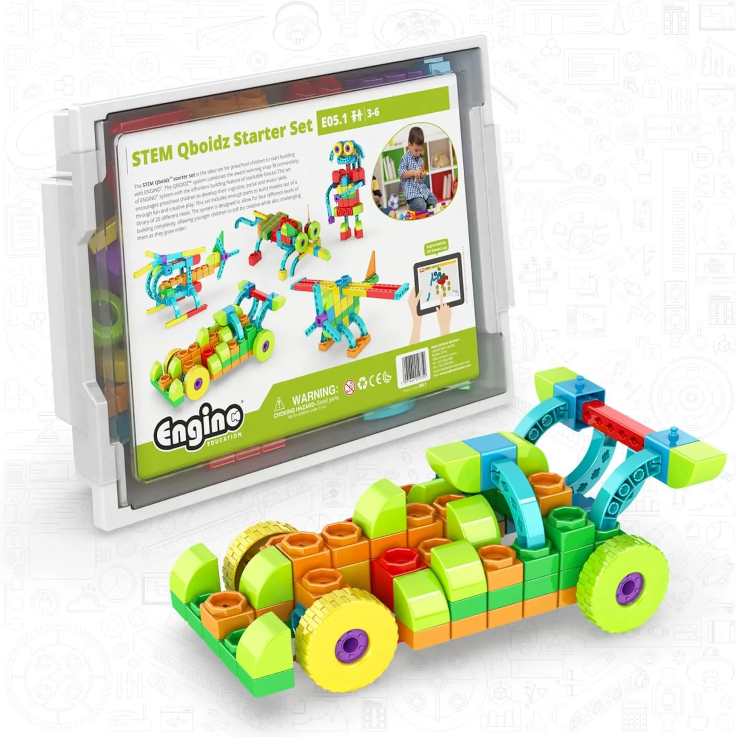 STEM Qboidz Starter Set Nursery School 3-6 Years Old (1-2 Students in Plastic Box) School and HomeSchooling Kit - Guided Experiements & Activities