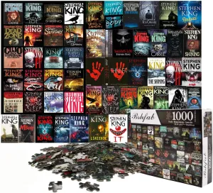 Stephen King Horror Novels - 1000 Pieces Jigsaw Puzzle for Adults Premium Quality Recycled Material Jigsaw Puzzle Intense Colors and High Definition Printing Hobby Puzzles Toy