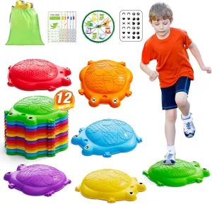 Stepping Stones for Kids, 12PCS Non-Slip Toddler Balance Steps Stones, Obstacle Courses Sensory Toys, Coordination Game Gift for Boys Girls Indoor Outdoor Play