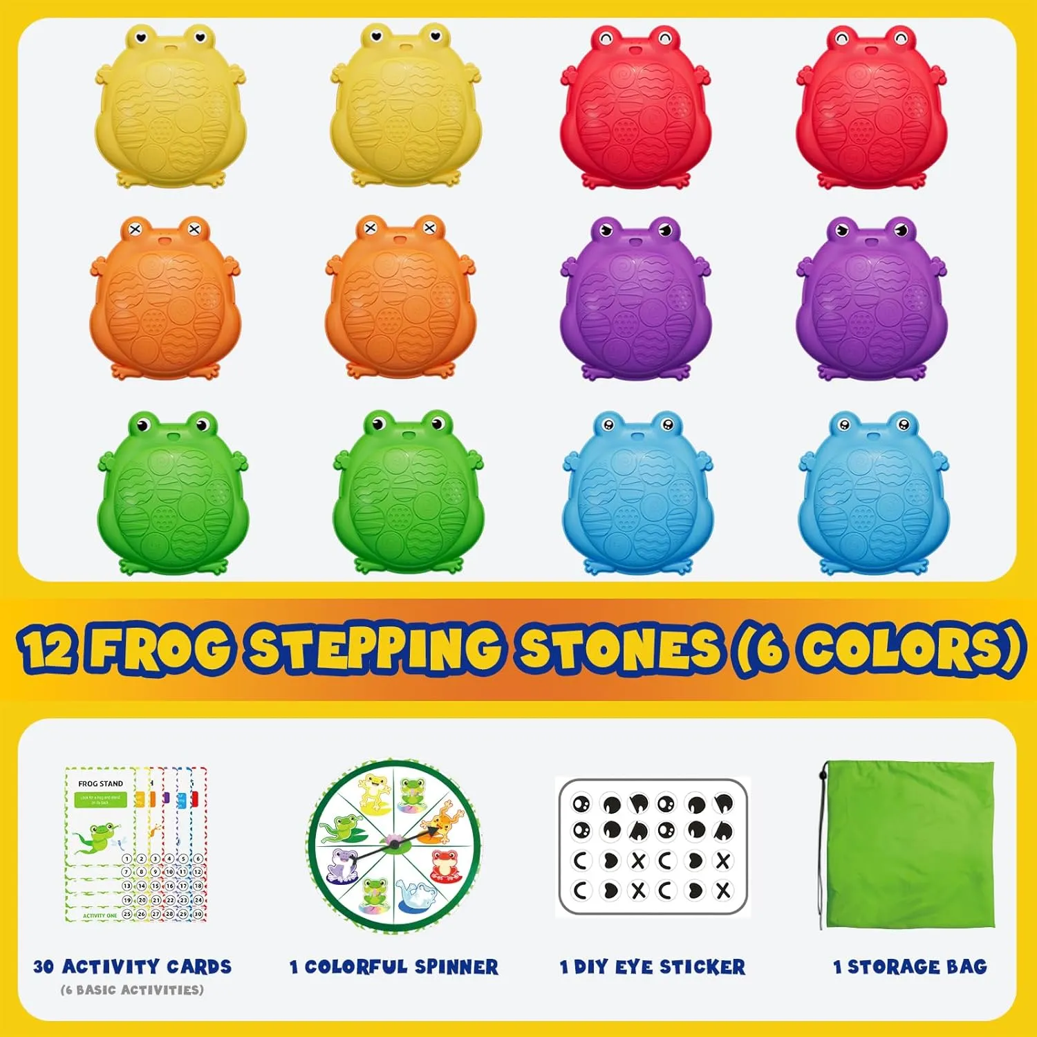 Stepping Stones for Kids, 12PCS Non-Slip Toddler Balance Steps Stones, Obstacle Courses Sensory Toys, Coordination Game Gift for Boys Girls Indoor Outdoor Play