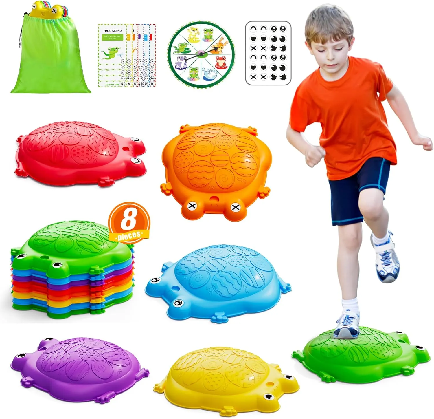 Stepping Stones for Kids, 8PCS Non-Slip Toddler Balance Steps Stones, Obstacle Courses Sensory Toys, Coordination Game Gift for Boys Girls Indoor Outdoor Play