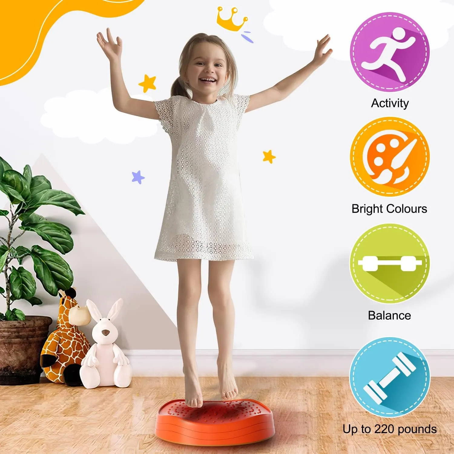 Stepping Stones for Kids, Non-Slip Plastic Balance River Stones for Kids, Promoting Children's Coordination Skills Obstacle Courses Sensory Toys for Toddlers, Indoor & Outdoor Play