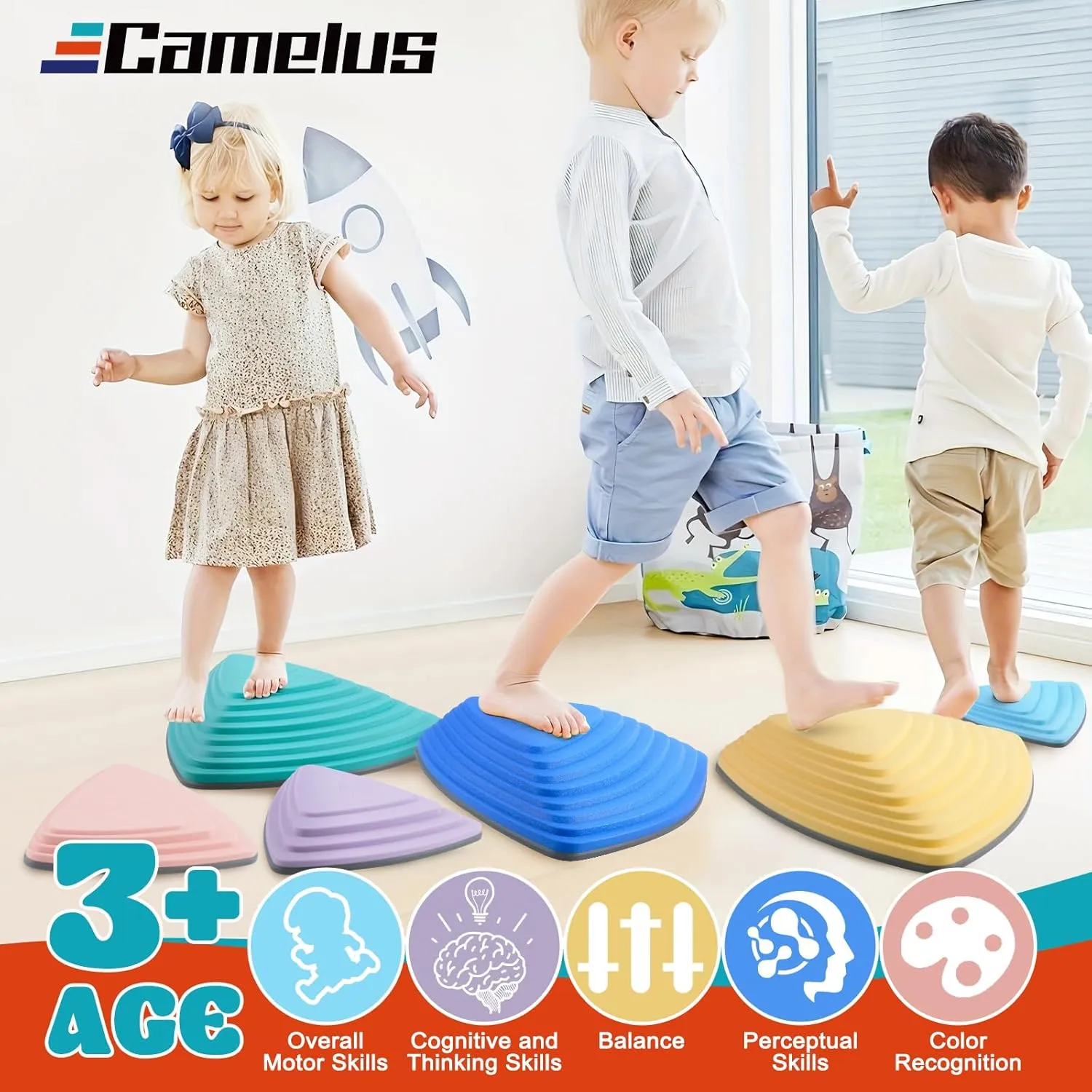 Stepping Stones for Kids, Non-Slip Toddlers Stepping Stones, Balance River Toys Indoor Outdoor Activity, Obstacle Course Sensory Toys, Birthday, Children's Day and Christmas Gift