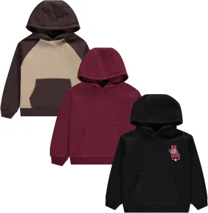 STITCH & STONE Boys' Hoodie Sweatshirt Set - Cozy, Durable, and Stylish - Pack of 3 with Cool Designs