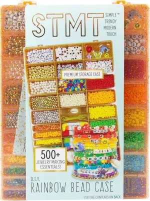 STMT D.I.Y. Rainbow Bead Case, Includes Over 500 Jewelry Making Supplies, Including Cute Beads for Jewelry Making, Bracelet Charms, Storage Case, Friendship Bracelet Kit, Teen Girl Gifts