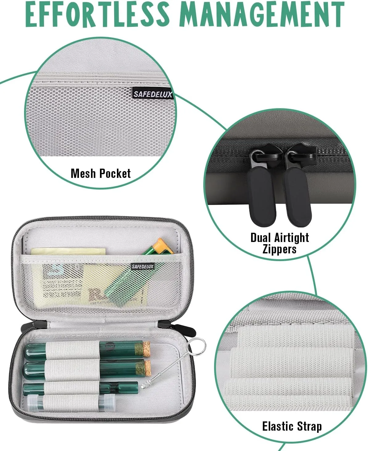 Storage Bag Set with Waterproof Airtight Zippers, Carbon Lining Storage Bag Durable Organizer Case Set Great for Travel (Gray)