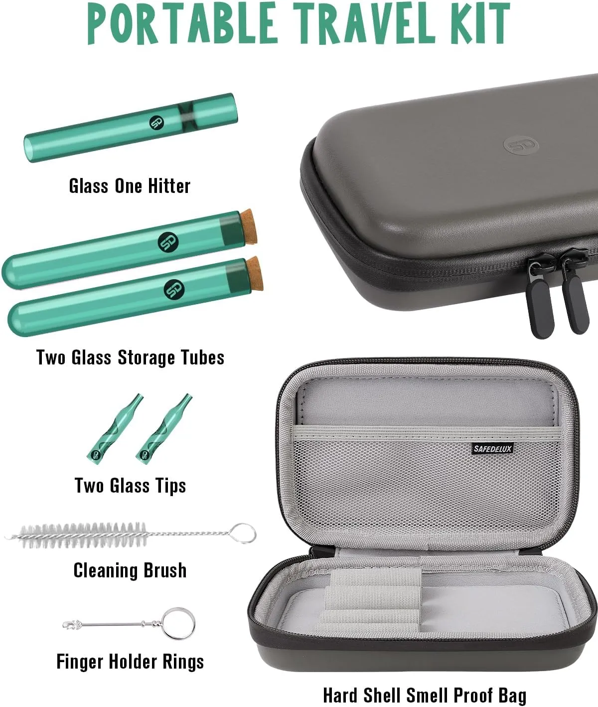 Storage Bag Set with Waterproof Airtight Zippers, Carbon Lining Storage Bag Durable Organizer Case Set Great for Travel (Gray)