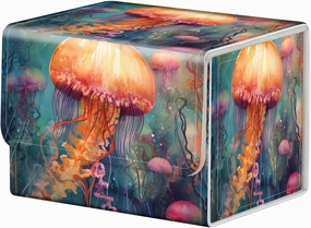 Strong Magnet Case Deck Box Mtg Card Box Playing Card Box Magic Deck Box Tcg Up to 200 Cards Creative Pattern Trading Card Storage Box for Collectible Card Games, Yellow Cute Jellyfish