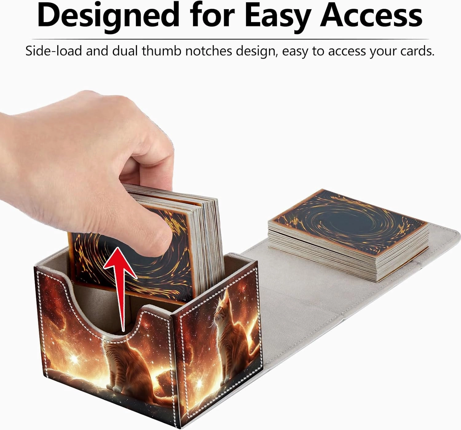 Strong Magnet MTG Demon Deck Box Playing Card Case Magic The Gathering Commander Deck Box Creative Pattern Trading Card Storage Box for Collectible Games, A Beautiful Ginger Cat