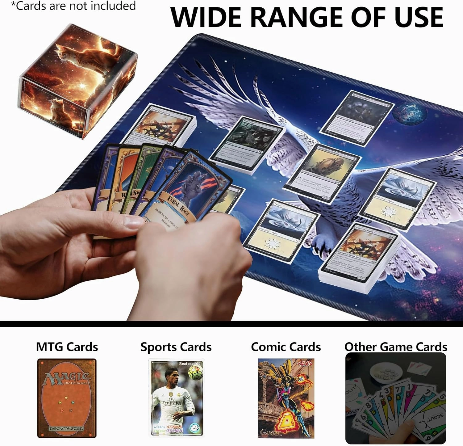Strong Magnet MTG Demon Deck Box Playing Card Case Magic The Gathering Commander Deck Box Creative Pattern Trading Card Storage Box for Collectible Games, A Beautiful Ginger Cat