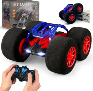 Stunt Remote Control Car with Oversized Sponge Tires Outdoor Indoor RC Car 2.4GHz Electric Race Stunt Vehicle Toy Double Sided 360° Rolling Rotating Driving Car for Kids Boys Girls Gift