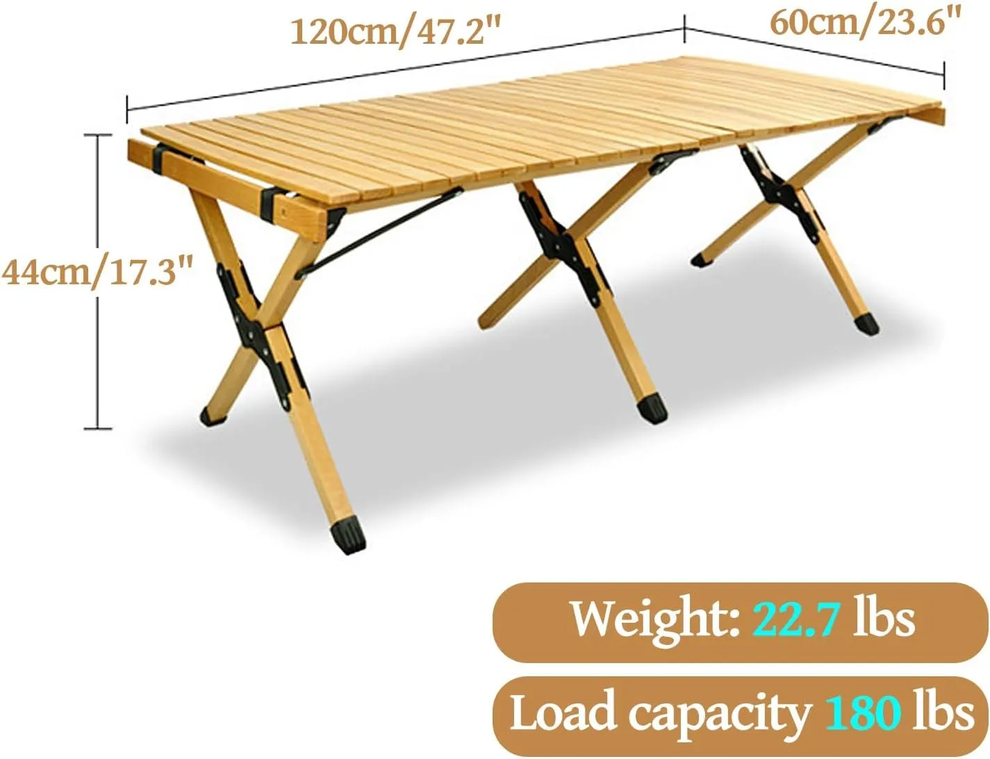 Sturdy Folding Table Portable, Aluminum Camping Tables with Carry Bag, Portable Table for Beach, Backyard, Lawn, Tailgating (Size : 47.2x23.6x17.3in)