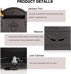 Suggestion Box Letter Box Complaint Box Lockable Mailbox Wrought Iron Mailbox European Style Villa Outdoor with Lock Mailbox Retro Creative See Box