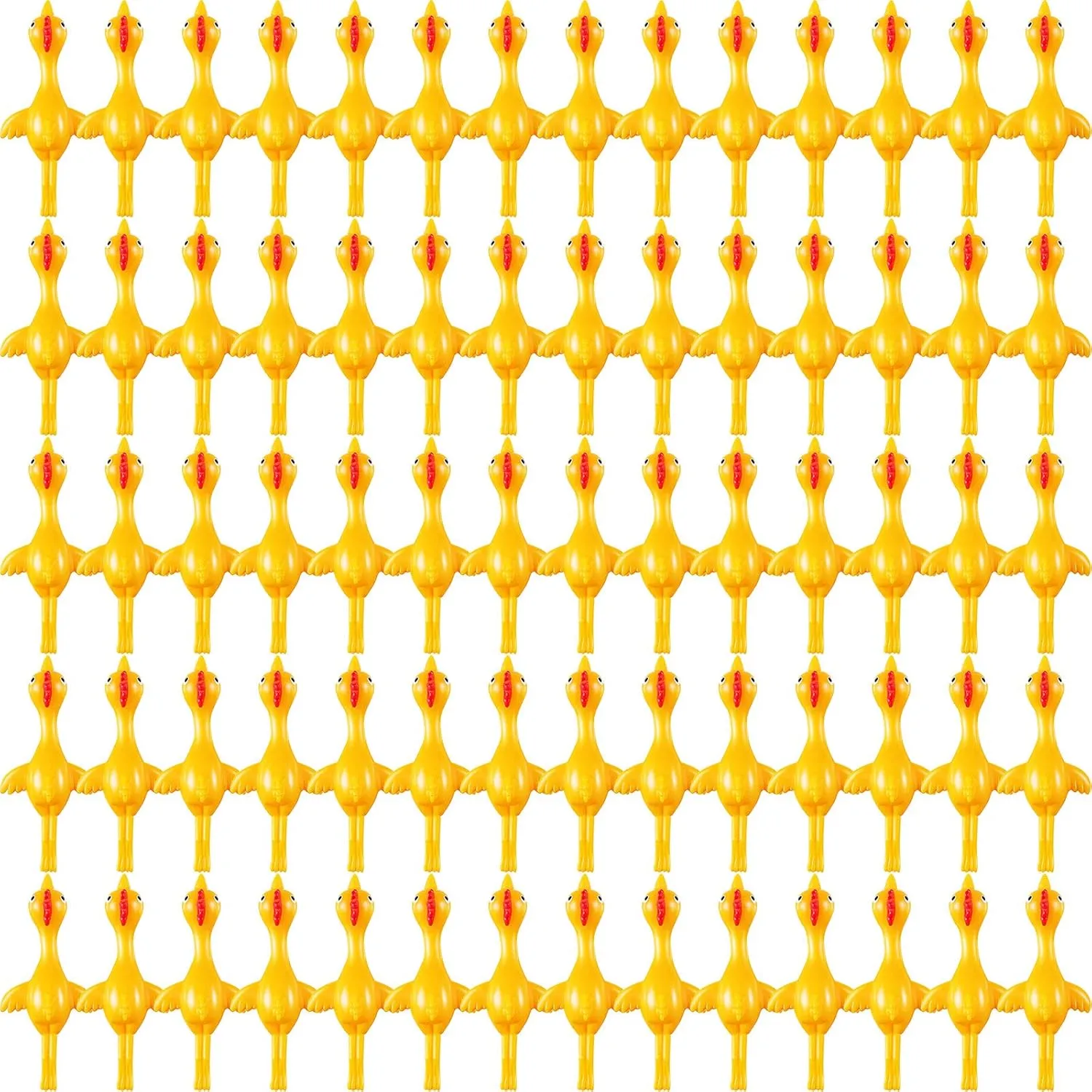 Sumind 100 Pack Slingshot Chicken Rubber Chicken Flick Chicken Flying Chicken Flingers Stretchy Funny Christmas,Easter Chicks Party Activity for Children (Yellow)
