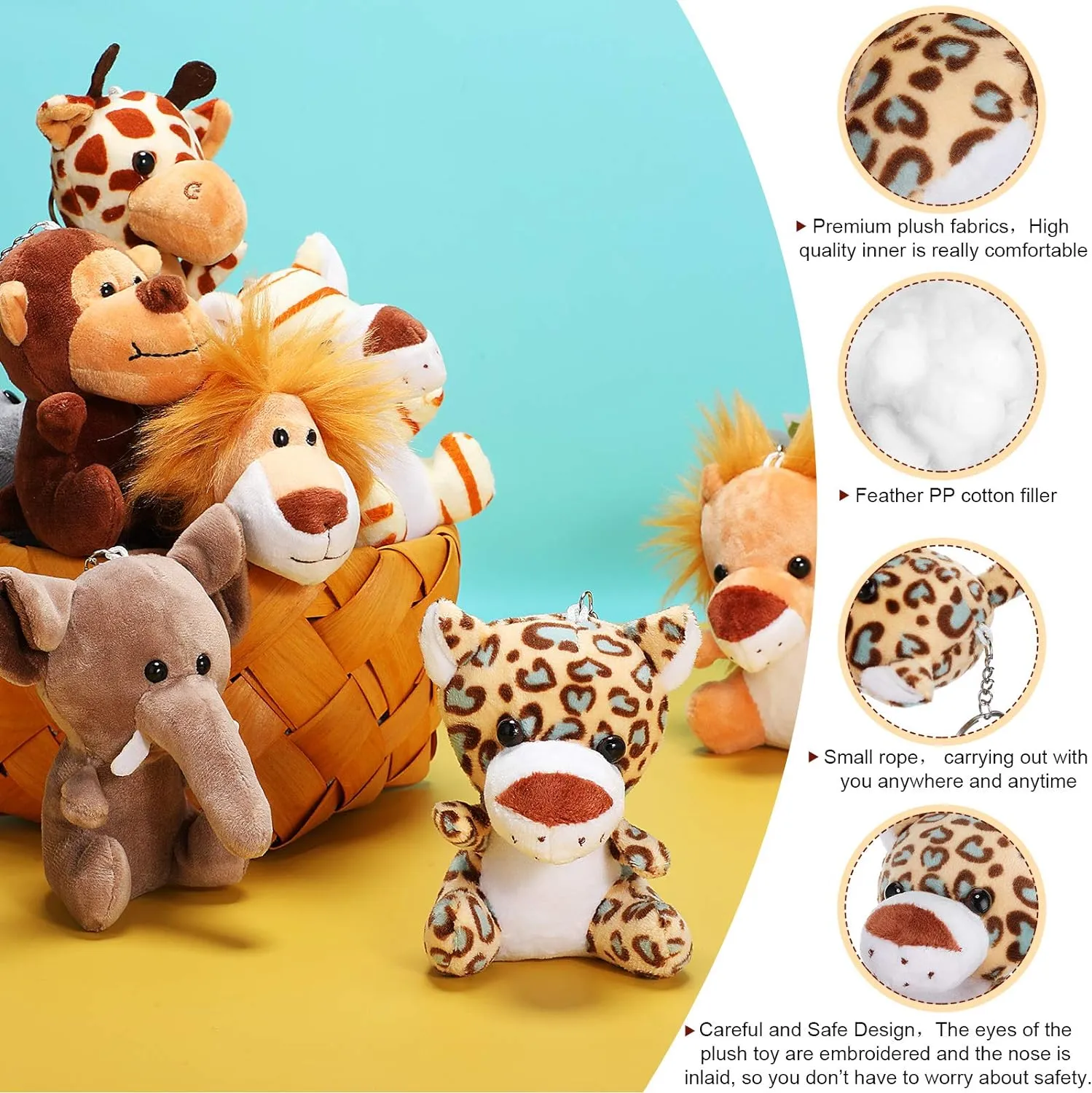 Sumind 12 Pieces Mini Stuffed Forest Animals Jungle Animal Plush Toys 4.8 Inch Cute Elephant Lion Giraffe Tiger Plush for Animal Themed Parties Achievement(Sitting)