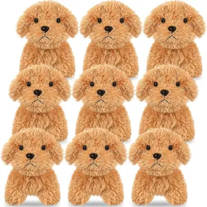 Sumind 9 Pcs 4" 5" Mini Plush Stuffed Puppy Dog Party Favor Small Dog Stuffed Animal Bulk Soft Toy Doll Cute for Kids Gift Graduation Stocking Stuffers Baby Shower Birthday(Long Plush Puppy)