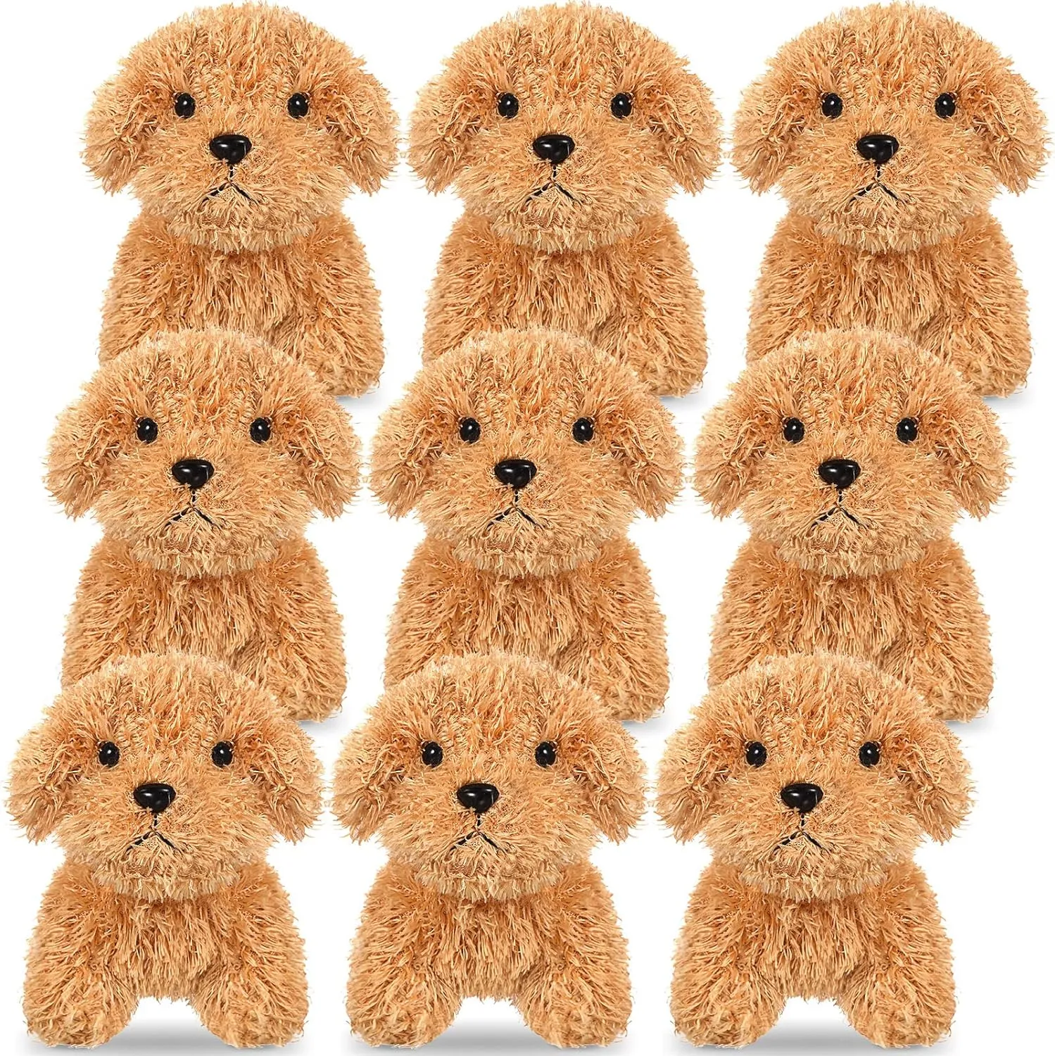 Sumind 9 Pcs 4" 5" Mini Plush Stuffed Puppy Dog Party Favor Small Dog Stuffed Animal Bulk Soft Toy Doll Cute for Kids Gift Graduation Stocking Stuffers Baby Shower Birthday(Long Plush Puppy)