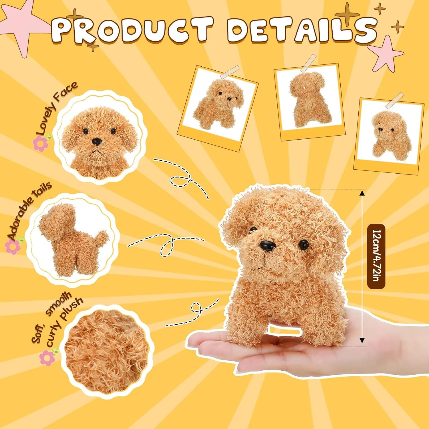 Sumind 9 Pcs 4" 5" Mini Plush Stuffed Puppy Dog Party Favor Small Dog Stuffed Animal Bulk Soft Toy Doll Cute for Kids Gift Graduation Stocking Stuffers Baby Shower Birthday(Long Plush Puppy)