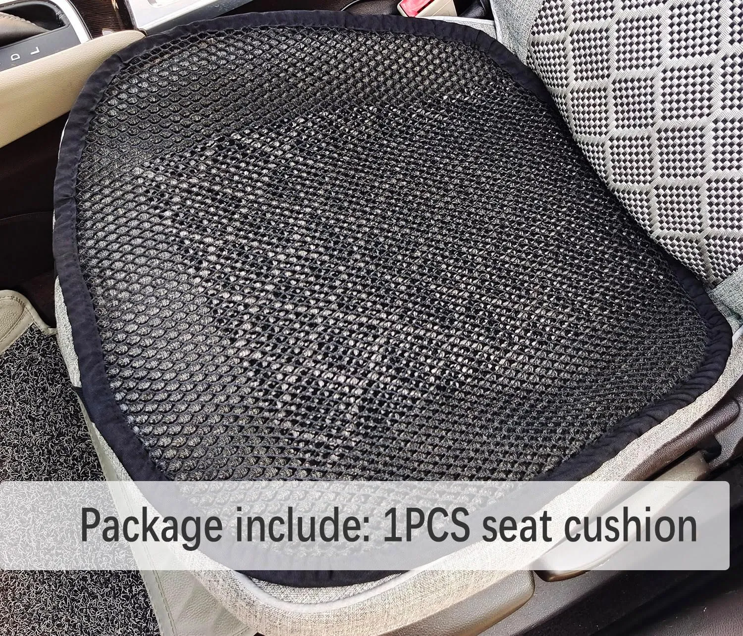 Summer Cool 3D Air Mesh Breathable Car Seat Cushion Pad Universal Auto Cushion Cover Set Interior Accessories (Black, 1 Pack seat pad)