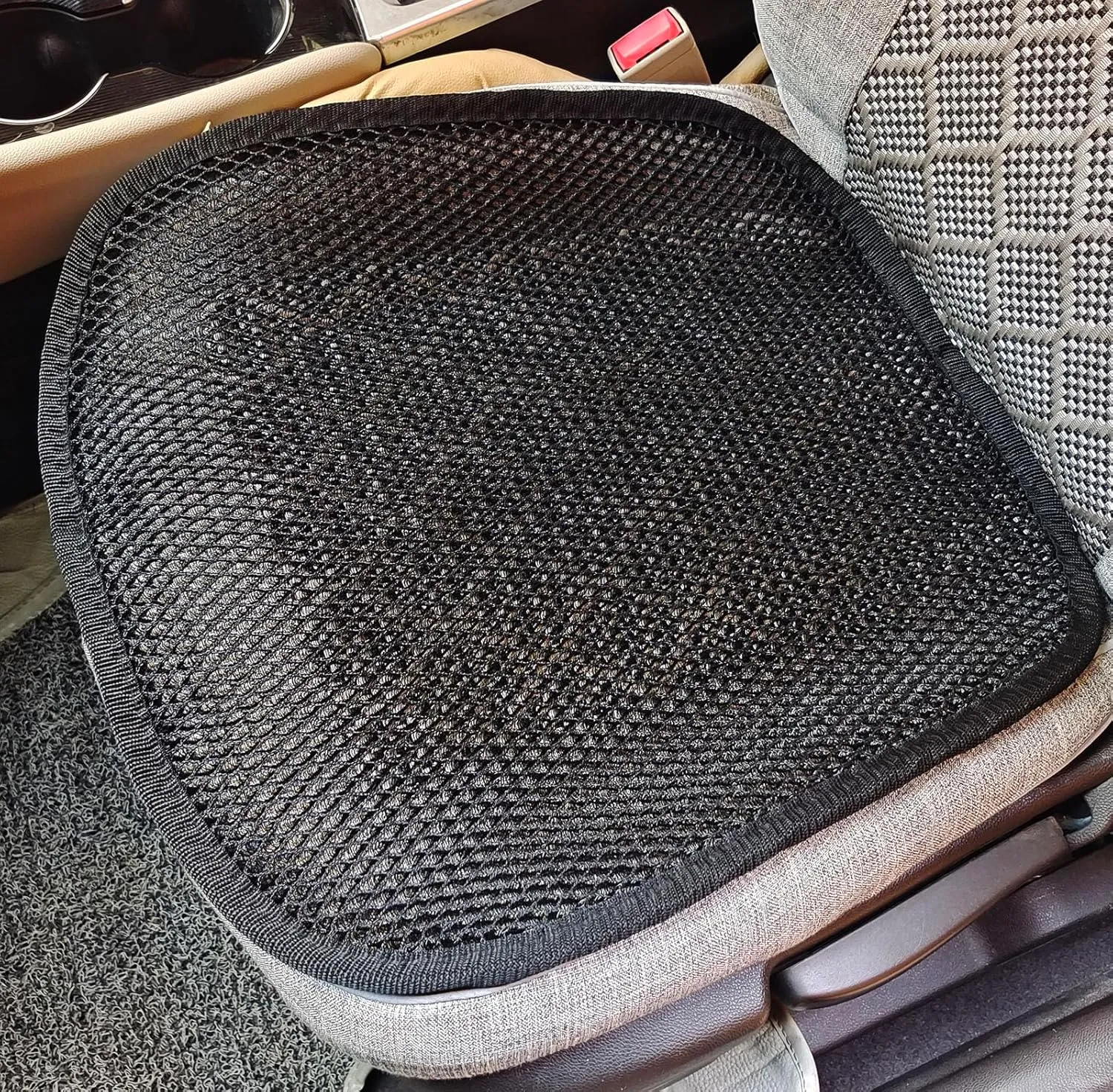 Summer Cool 3D Air Mesh Breathable Car Seat Cushion Pad Universal Auto Cushion Cover Set Interior Accessories (Black, 1 Pack seat pad)