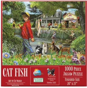 SUNSOUT INC - Cat Fish - 1000 pc Jigsaw Puzzle by Artist: Ed Wargo - Finished Size 20" x 27" - MPN# 52323