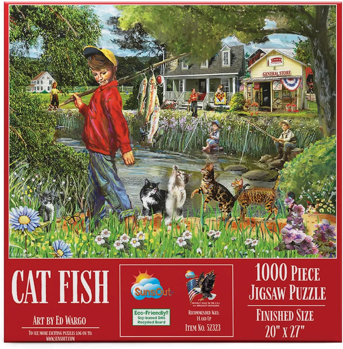 SUNSOUT INC - Cat Fish - 1000 pc Jigsaw Puzzle by Artist: Ed Wargo - Finished Size 20" x 27" - MPN# 52323