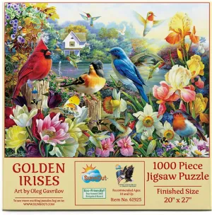 SUNSOUT INC - Golden Irises - 1000 pc Jigsaw Puzzle by Artist: Oleg Gavrilov - Finished Size 20" x 27" - MPN# 61925