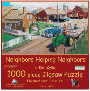 SUNSOUT INC - Neighbors Helping Neighbors - 1000 pc Jigsaw Puzzle by Artist: Ken Zylla - Finished Size 19" x 30" - MPN# 39905