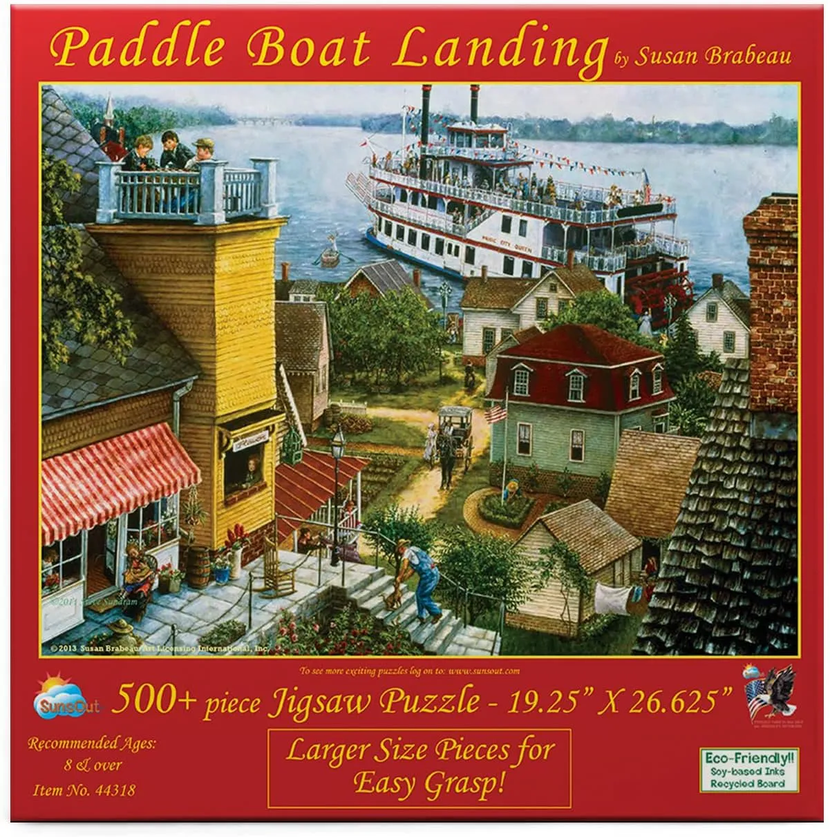 SUNSOUT INC - Paddle Boat Landing - 500 pc Large Pieces Jigsaw Puzzle by Artist: Susan Brabeau - Finished Size 19.25" x 26.625" - MPN# 44318