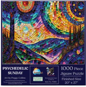 SUNSOUT INC - Psychedelic Sunday - 1000 pc Jigsaw Puzzle by Artist: Peggy Collins - Finished Size 19" x 19" - MPN# 71365