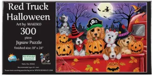 SUNSOUT INC - Red Truck Halloween - 300 pc Jigsaw Puzzle by Artist: Makiko - Finished Size 18" x 24" Halloween - MPN# 35322