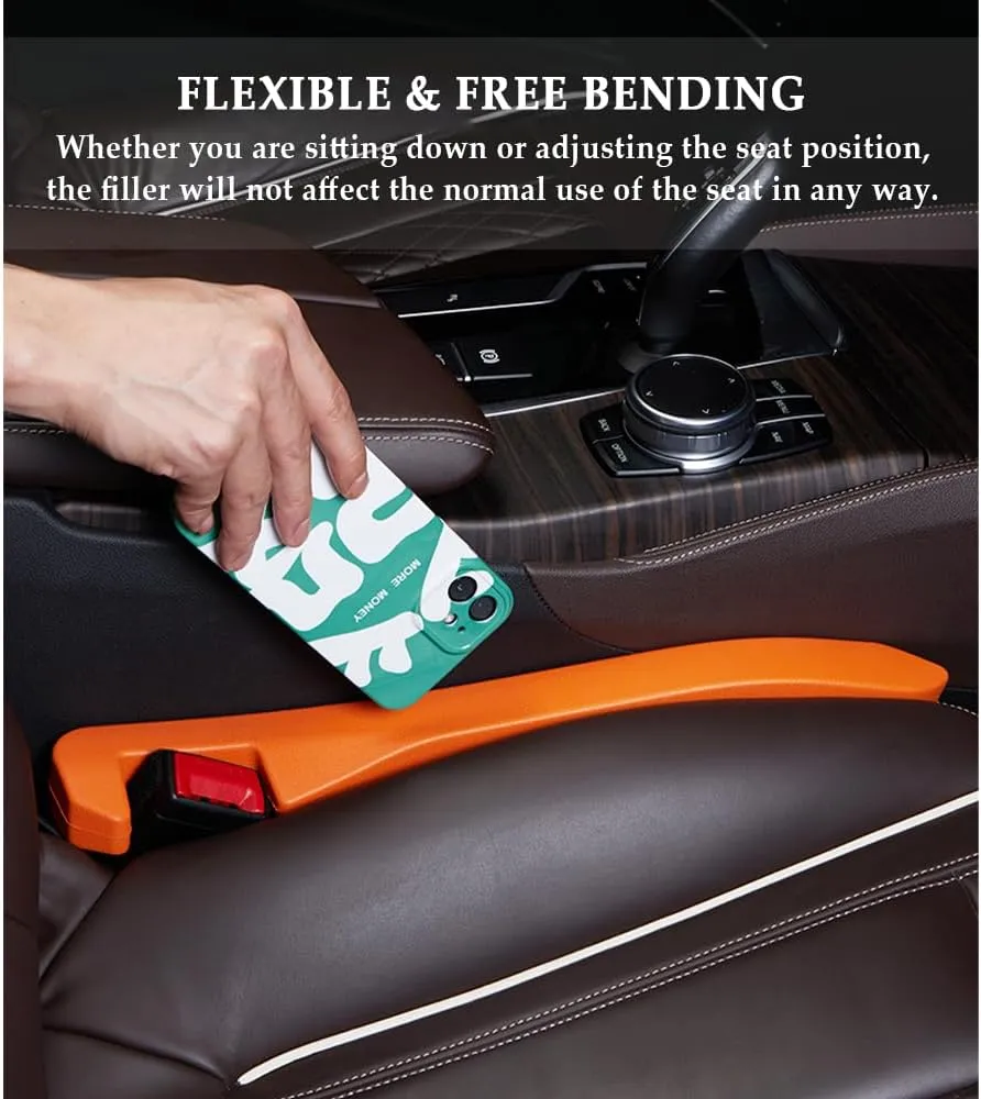 Super Flexible Car Seat Gap Filler,Durable Car Organizer Between Seats for Tightly Filling Seat Gaps,Universal CCar Side Seat Gap Filler CCar Accessories for Women & Men (Orange/2PCS)…