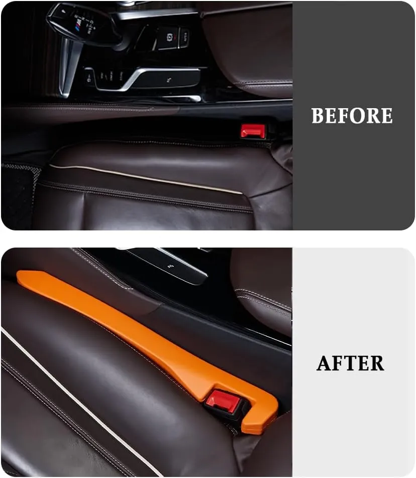 Super Flexible Car Seat Gap Filler,Durable Car Organizer Between Seats for Tightly Filling Seat Gaps,Universal CCar Side Seat Gap Filler CCar Accessories for Women & Men (Orange/2PCS)…