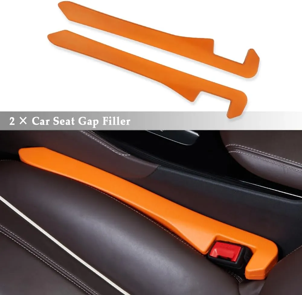 Super Flexible Car Seat Gap Filler,Durable Car Organizer Between Seats for Tightly Filling Seat Gaps,Universal CCar Side Seat Gap Filler CCar Accessories for Women & Men (Orange/2PCS)…