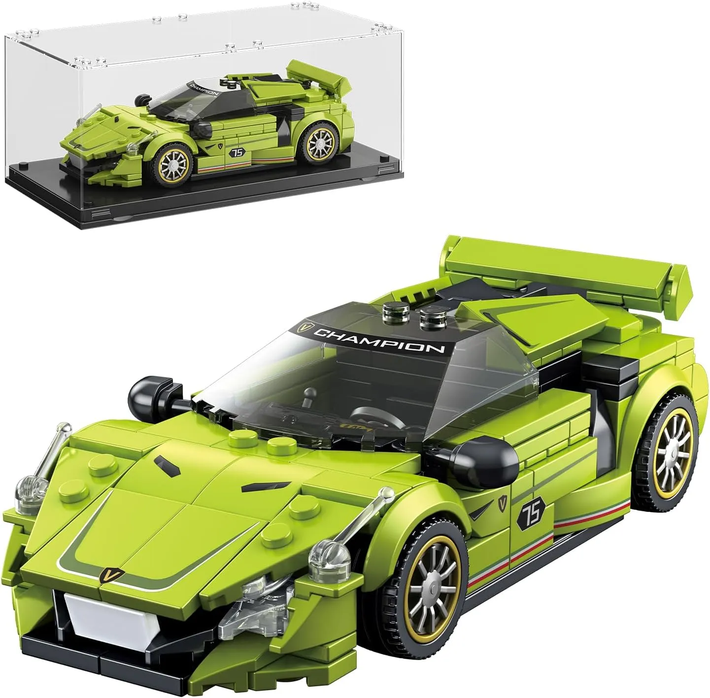 Super Sports Car Building Block Set with Display Case,Speed Race Car Building Kits Construction Toy,Collectible Car Model,Christmas Birthday Gift for Adults and Kids 6 and up(323pcs)