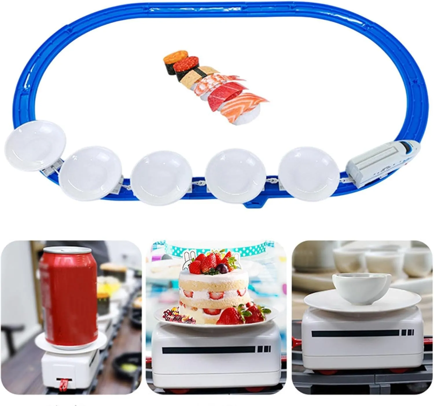Sushi Train Set Rotating Table Food Children Gifts Rotary Sushi Machine Set for Birthday Gift, 1 Train Head