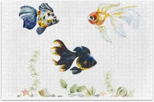 susiyo Watercolor Golden Fish 1000 Piece Jigsaw Puzzle, Wall Artwork Puzzle Games for Adults Teens 29.5" L X 19.7" W