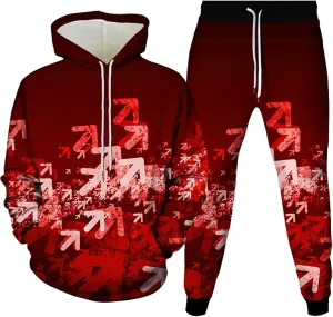Sweatsuit Set for Men Novelty 3D Print Graphic Long Sleeve Hooded Top Pant Outdoor Casual Tracksuit Outfits Plus Size