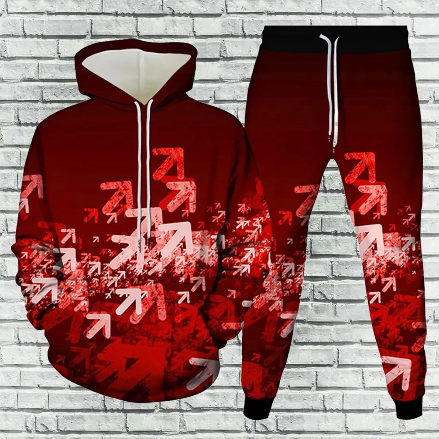 Sweatsuit Set for Men Novelty 3D Print Graphic Long Sleeve Hooded Top Pant Outdoor Casual Tracksuit Outfits Plus Size