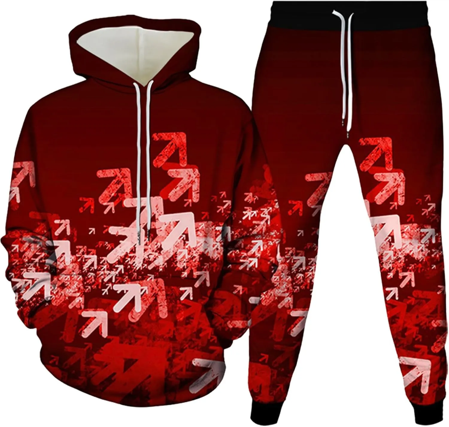 Sweatsuit Set for Men Novelty 3D Print Graphic Long Sleeve Hooded Top Pant Outdoor Casual Tracksuit Outfits Plus Size