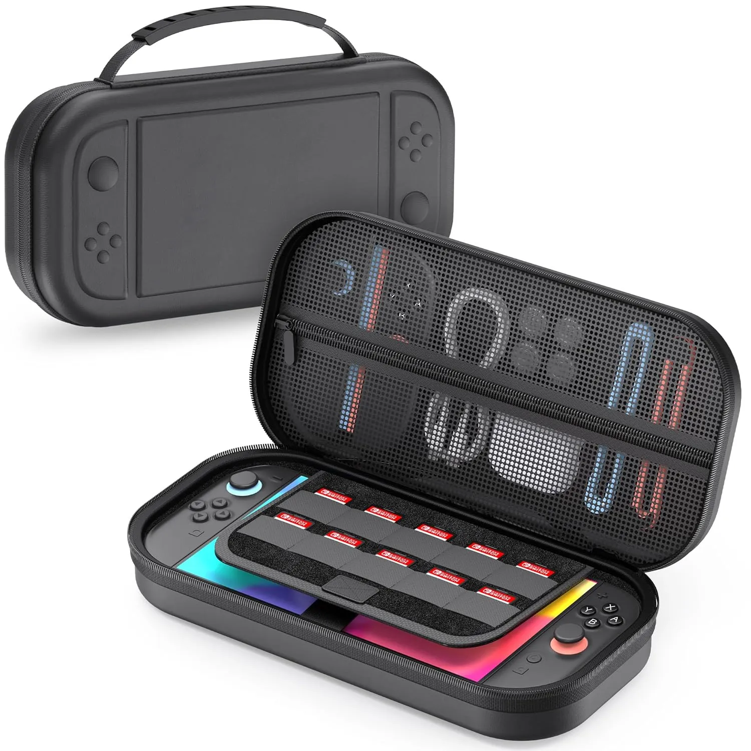 Switch 2 Large Capacity Carrying Case for Nintendo Switch 2 (2025), Portable PU Hard Travel Case with Pockets for Accessories and Game Cards, Slim Protective Bag for Switch 2 Holds 10 Game Cartridge