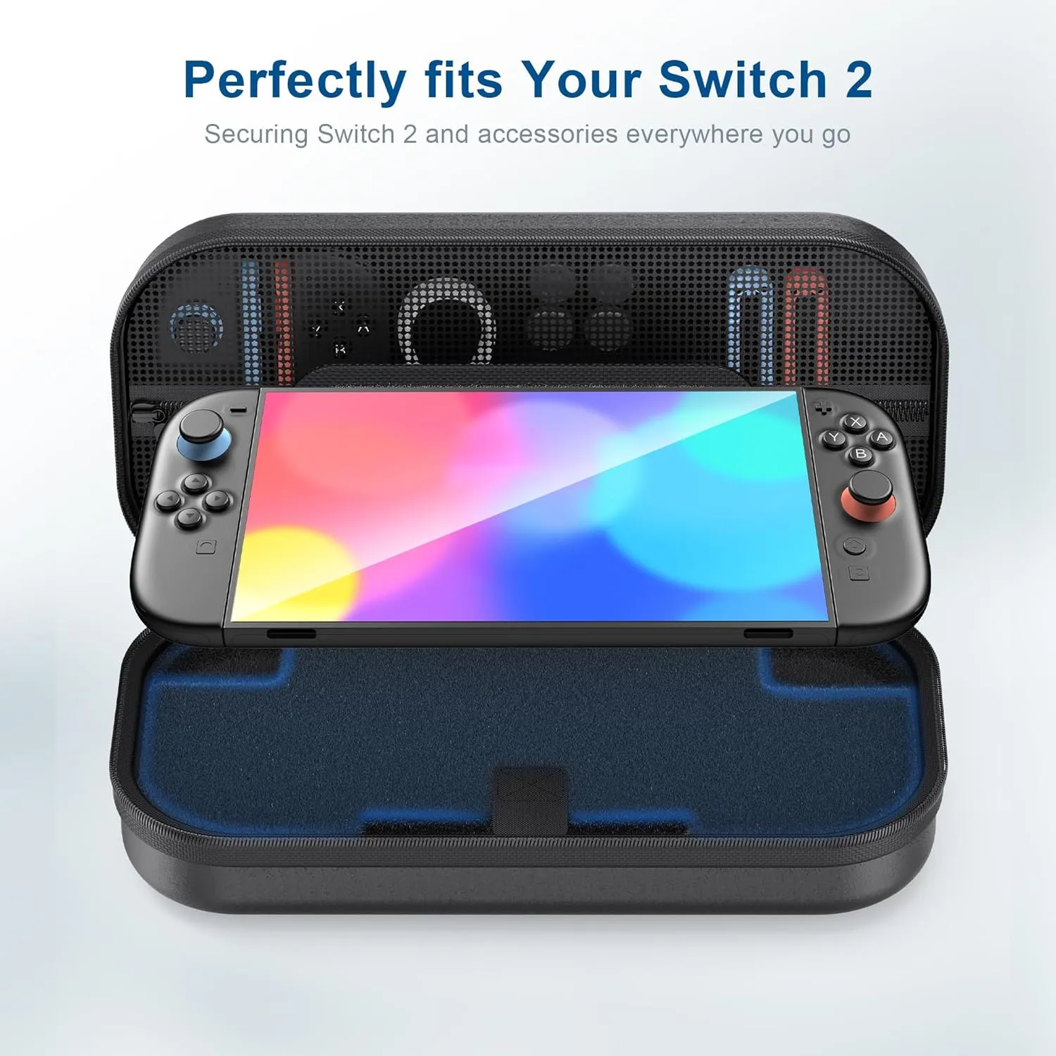 Switch 2 Large Capacity Carrying Case for Nintendo Switch 2 (2025), Portable PU Hard Travel Case with Pockets for Accessories and Game Cards, Slim Protective Bag for Switch 2 Holds 10 Game Cartridge